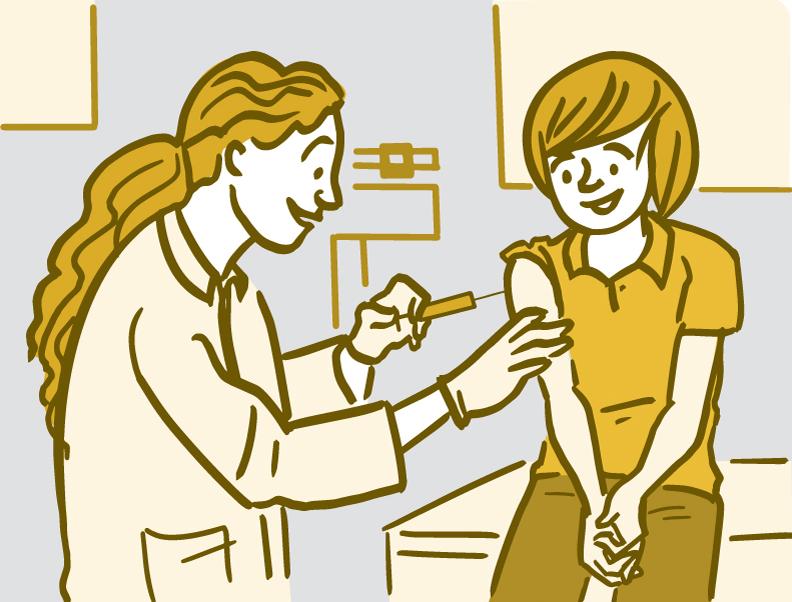 Illustration of a woman getting a vaccination