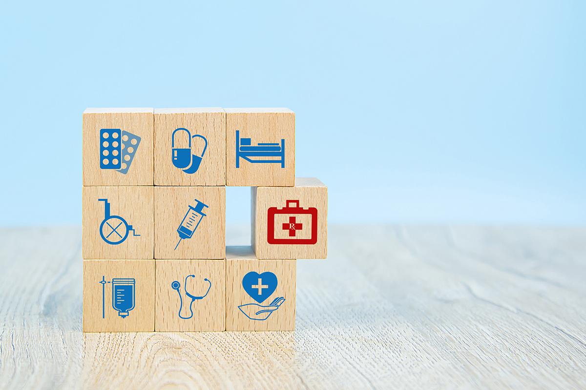 Building blocks with medical-related images