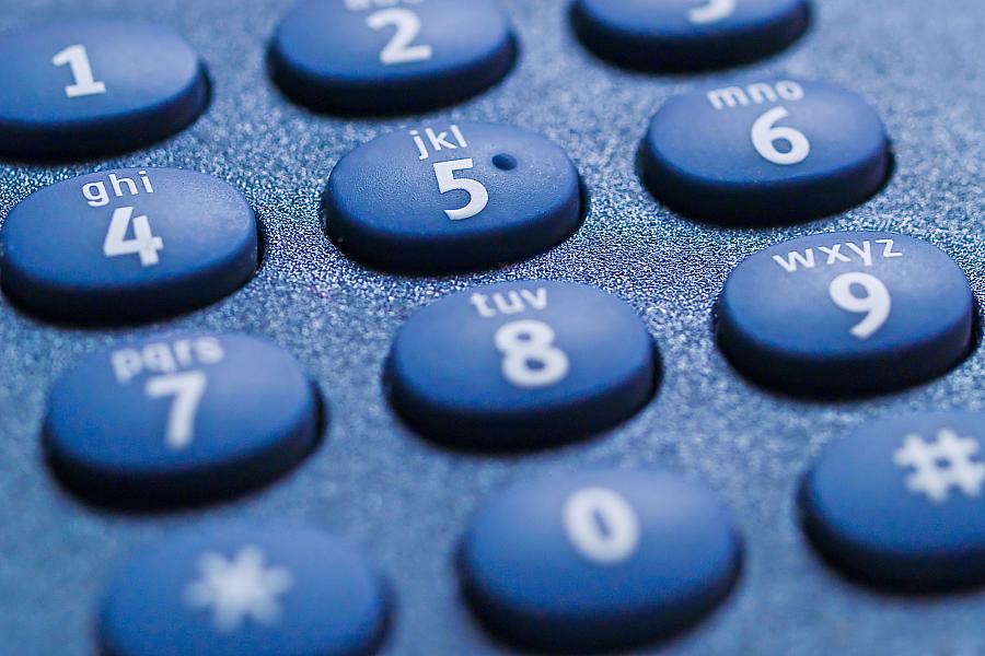 Close-up of a teleconferencing number pad